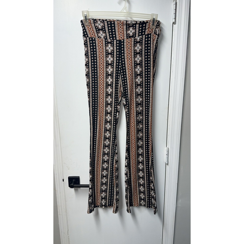 No Boundaries | Black/Brown Tribal Print Flare Leg Boho High Waist |Size M